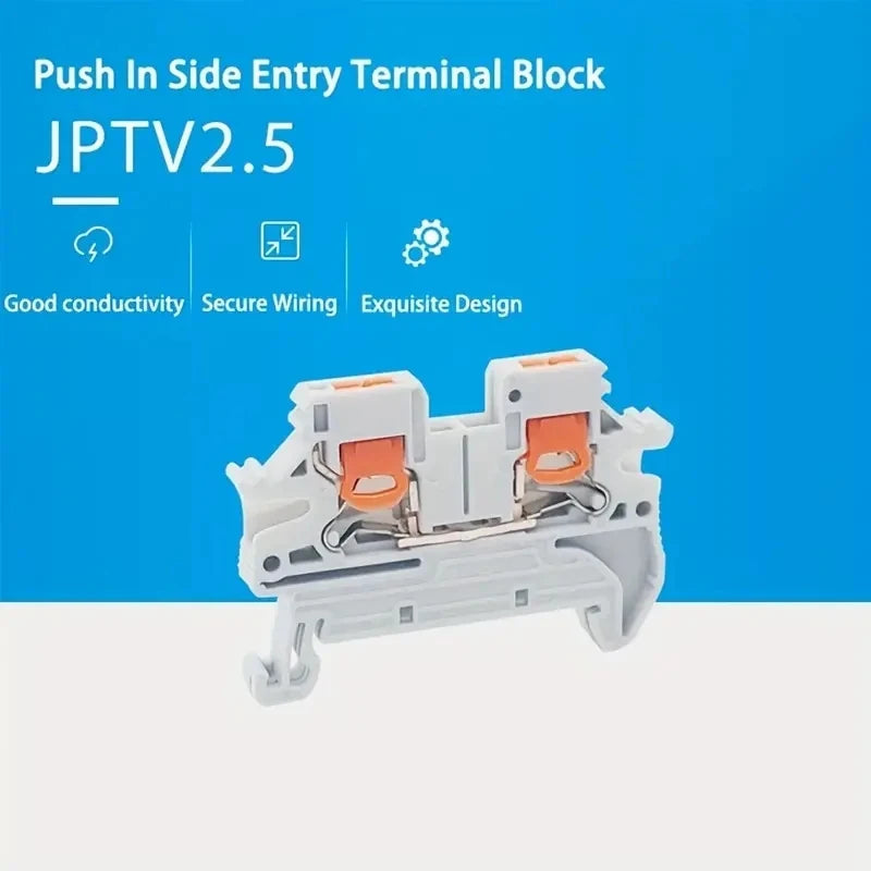 20pcs DIN Rail Terminal Block Twin Spring Terminal Connectors Push in Type PT Screwless Wire Wiring Connector
