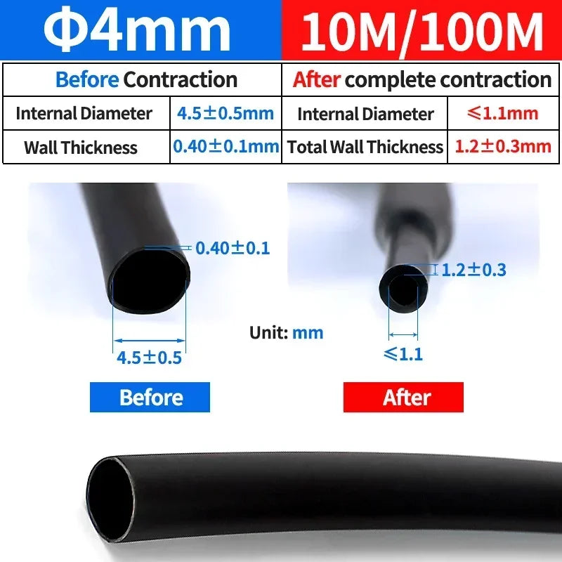 4:1 Heat Shrink Tube With Glue Thermoretractile Heat Shrinkable Tubing Dual Wall Heat Shrink Tubing 4 6 8 12 16 20 24 32mm