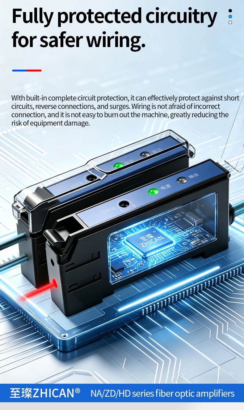 Intelligent Digital Display Fiber Optic Amplifier Sensor for Long and Short Distance Diffuse Reflection Induction Photoelectric