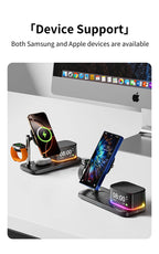 Super Fast QI2.2 25W Magnetic Wireless Charger Station For Galaxy S25/S26 iPhone 17 16 Pro Max Apple& Galaxy Watch Airpods Buds