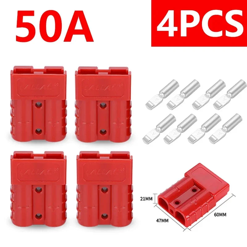 2Pairs（4PCS) High Current  Plugs 50A & 120A - Silver Plated Copper Connector Kit for Winch Motor Wiring 12-36V