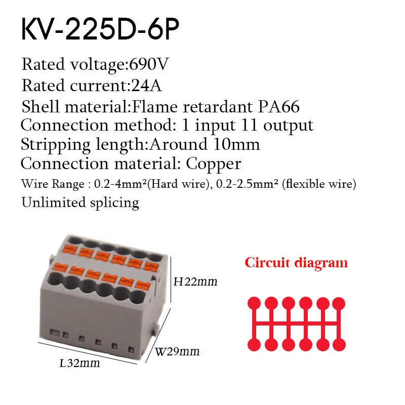 1Pc Wire Electrical Cable Connectors Plug-in Terminal Block PTFIX 2.5mm² Splitter Spliceable DIN-Rail Mounting Junction Box Tool