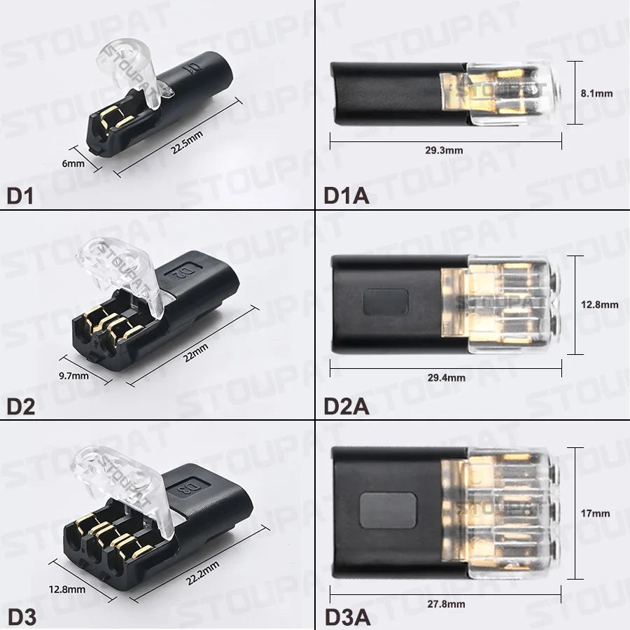 Quick Wire Connector Pluggable Locking Buckle Terminal Block Universal Compact Electrical Cable Jointer for LED Strip Car DIY