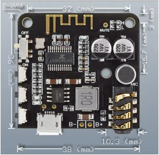 1-10pcs Bluetooth 5.0 Audio Receiver Board MP3 Lossless Decoder Wireless Stereo Music Module 3.7-5V XY-BT-Min