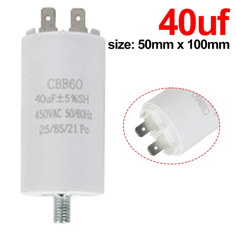 CBB60 Washing Machine Pump Starting Capacitor:4uf,5uf,6uf,8uf,10uf,12uf,14uf,15uf,20uf,25uf,30uf,35uf,40uf,45uf,50uf,60uf 450VAC