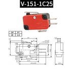 5pcs Travel Limit Switch Micro Switch Self-resetting V-152-1C25 3-pin Miniature Push Button Tactile Microswitch V-152 V-153 V-15