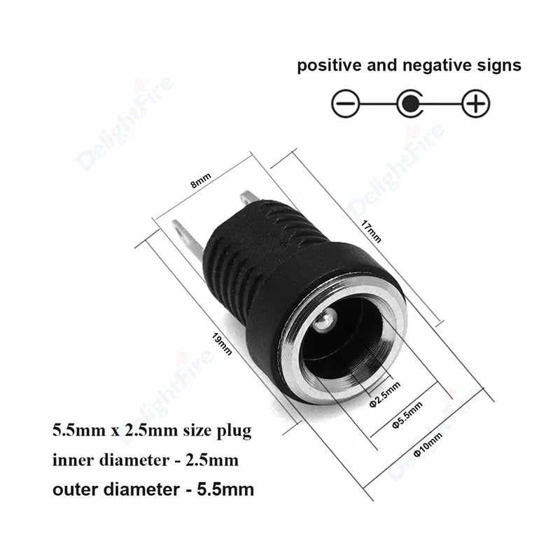 DC Power Connector 5.5mm 2.1mm 2.5mm 3.5mm 1.35mm Barrel Plug 3A 5V 12V Male Female Jack Socket Screw Nut Panel Mount Adapter