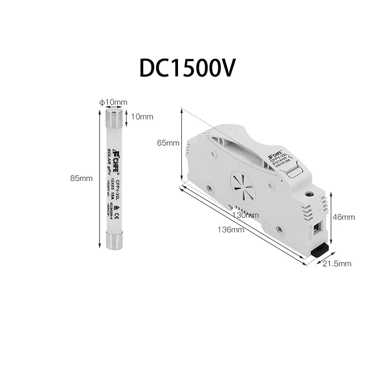 DC1000V/1500V DC Fuse Plug-in Photovoltaic DC Fuse 3A 10A 15A 20A 30A Fuse Holder for Solar Combiner Box