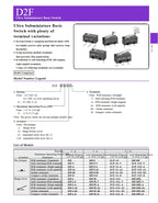 D2F - F-3-7 Snap Action N.O./N.C. SPDT Pin Plunger 3A 125VAC 30VDC 1.47N Travel micro switch for Omron mouse switch