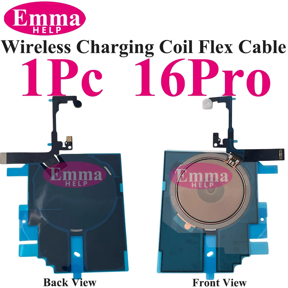 Wireless Charging Coil NFC + Power Volume Flex Cable for iPhone 14 14 Plus 15 15 Pro Max 16 – WPC Charging Antenna