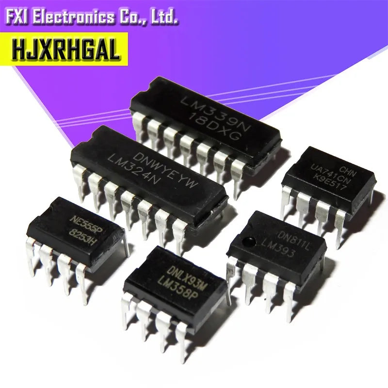 20PCS UA741 LM324 LM393 LM339 NE555 LM358 DIP LM358N LM324N LM339N LM393N NE555P UA741CN LM386N LM567CN LM833N Amplifier Circuit