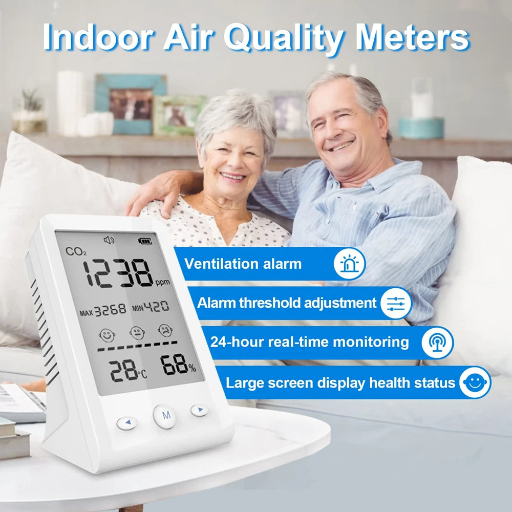 CO2 Infrared NDIR Sensor Air Quality  Detector Carbon Dioxide Temperature Humidity  Monitor Indoor Meter Digital Gas Analyzer