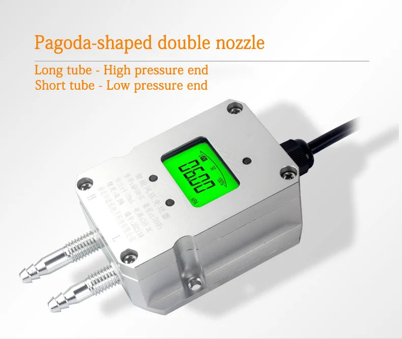 0-3Kpa to RS485 Micro Differential Pressure Transducer 0-50Kpa to 4-20mA 0-10V RS485 Wind Air Pressure Transmitter Sensor