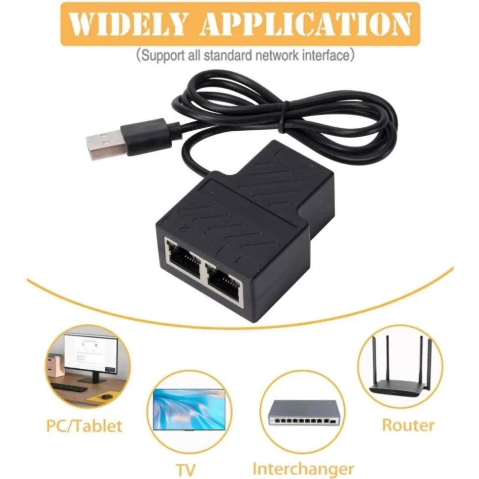 Ethernet Splitter 1 to 2 RJ45 Network Splitter Starlink Ethernet Adapter LAN Internet Cable Adapter for Cat 5/5e/6/7/8 Cable