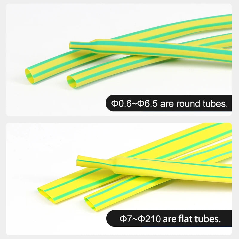 Yellow Green 2:1 Heat Shrink Tube Dia 1mm ~ 50mm Polyolefin PE DIY Cable Repair Shrinkable Tubing Case Sleeve Wire Sheath Wrap