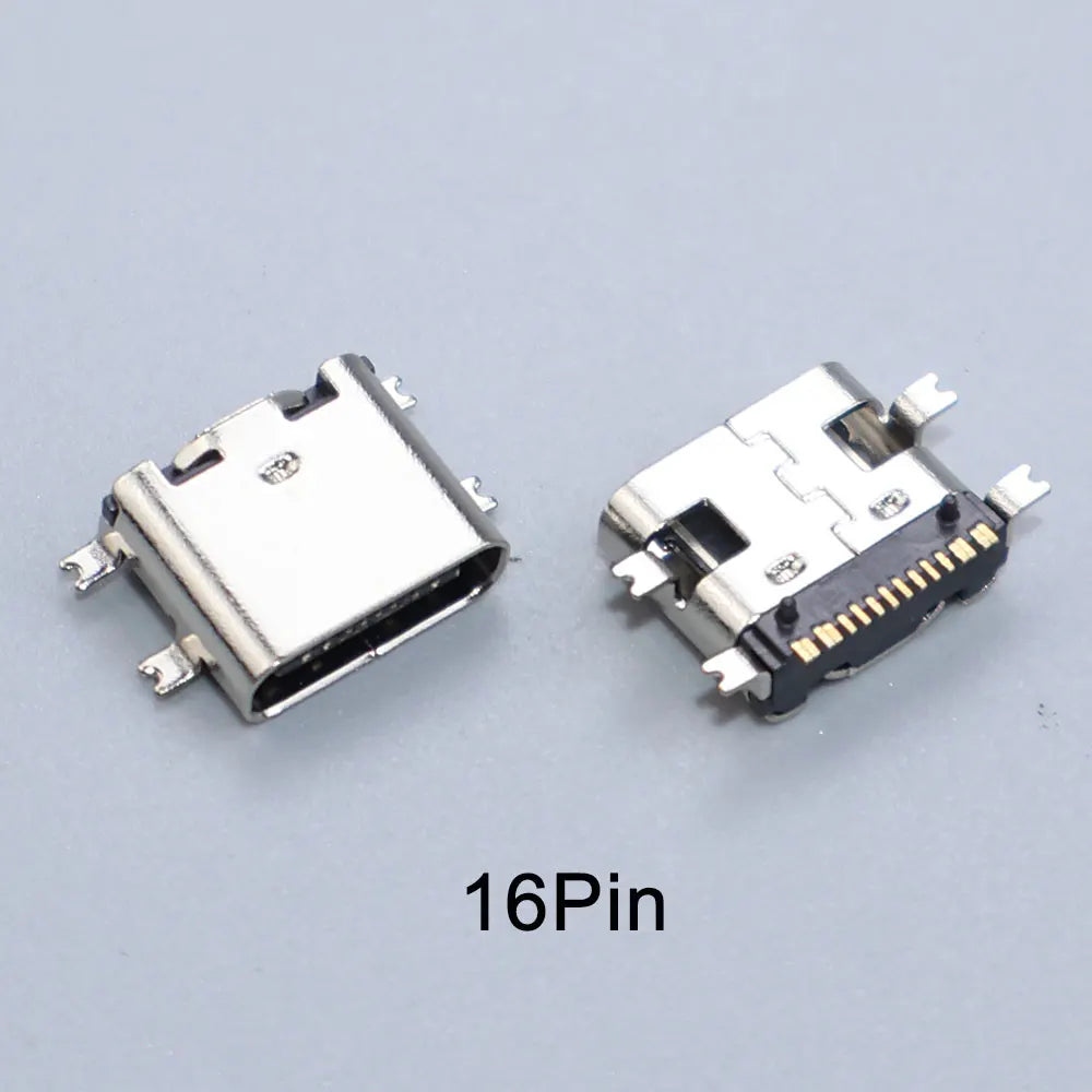JCD 10PCS 2/6/16/24 Pin Type-C Charging Port USB-C Female Connector Charger Socket PCB Soldering SMD SMT DIY Repair Adapter