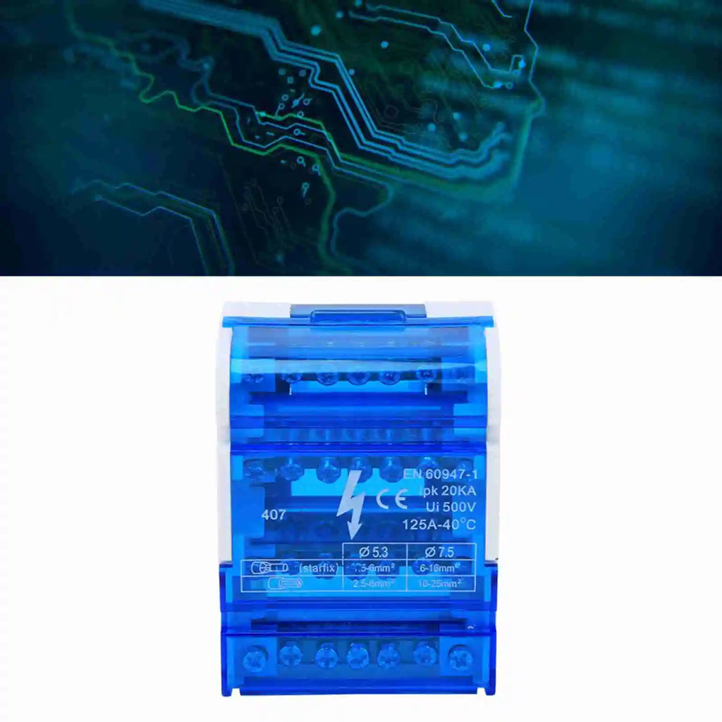 407 Terminal Distribution Box Din Rail 4-Level Single Phase Junction Case with Transparent Cover