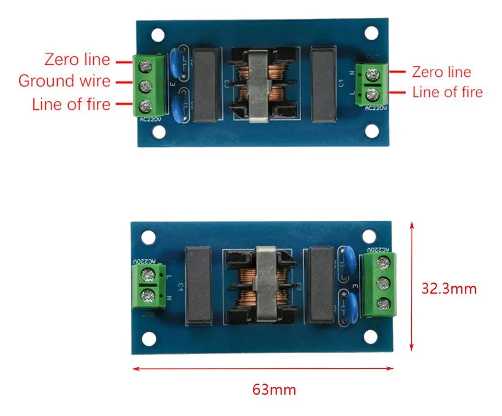 EMI Filter Sound Booster Filter Socket 220V 2A EMI Filter Module Power Board