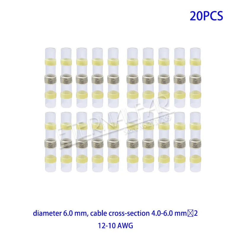 12AWG SST Waterproof Solder Seal Heat Shrink Butt Stress-free Wire Connectors Terminals Electrical Copper with Soldering Sleeve