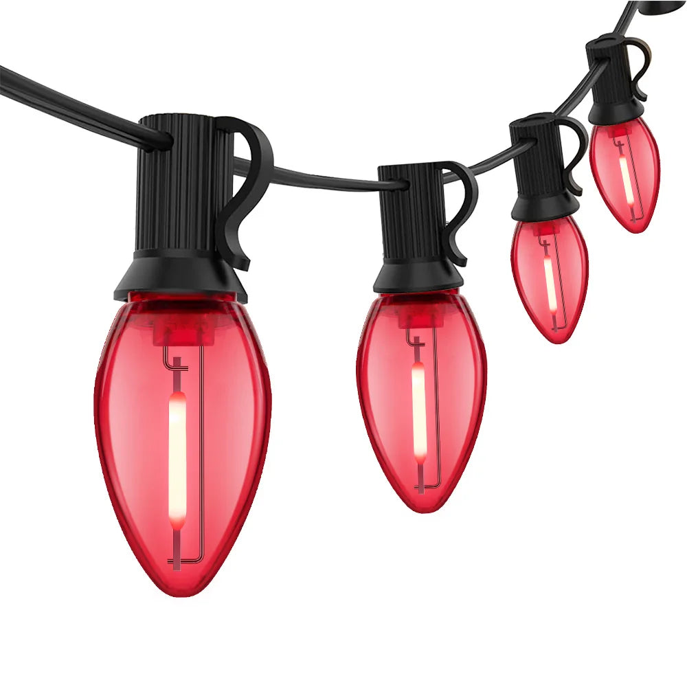 Colorful Outdoor String Lights C7 Shatterproof Replacement Bulbs 1W E12 Base RGB Waterproof Garland for Party Garden Decorations