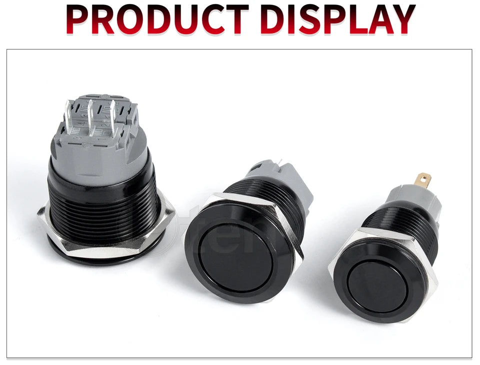 12/16/19/22/25/30/40mm Waterproof Metal Push Button Switch NO LED Light Momentary Latching Car Engine Power Switch  1NO1NC