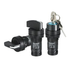 22mm Key Knob Switch 1NO/2NO/1NO1NC 2/3 Position Self Locking Select Rotary Switch Power Conversion Switch 5A on Off