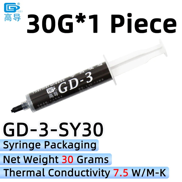 GD-3 Thermal Paste Performance 1/3/7/15/30g Gray 7.5W/m-k For CPU GPU Heat Sink Cooling Cooler Grease Compound Silicone CN SY BB