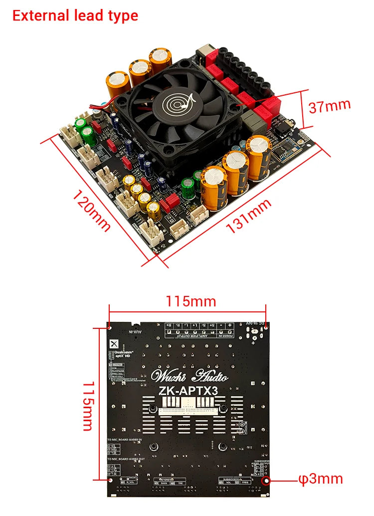 ZK-APTX3 Bt Amplifier Board 2.1 Channel 300W+300W+600W Amplifier Chip Tpa3255 Subwoofer Theater Audio Stereo Equalizer Amp