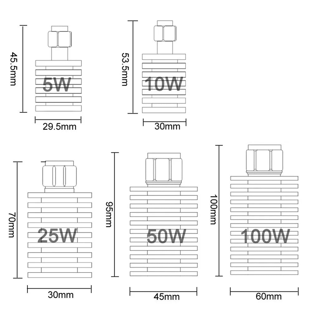 RF Coaxial Dummy Load Resistor SMA Male Plug Connector 5-100W 50Ω DC-3GHz Round 5W 10W 25W 50W 100W Electrical Equipment