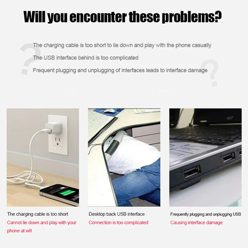 USB 1/2 to 1 Male/2 Female Three Head Data Cable 2-in-1 Dual Female Port Car Charging Extension Data Cable