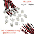 2/5/10/20SETS Micro PH2 JST PH 2.0 PH2.0 2Pin Male Female Plug Jack Connector With Wire Cables 200mm