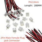 2/5/10/20SETS Micro PH2 JST PH 2.0 PH2.0 2Pin Male Female Plug Jack Connector With Wire Cables 200mm