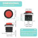 6Pcs R13-507 Momentary Push Button 2 Pin Self-Resetting Mini No Lock Round SPST 1NO Switch 3A 250V AC/6A 125V AC Button Assorted