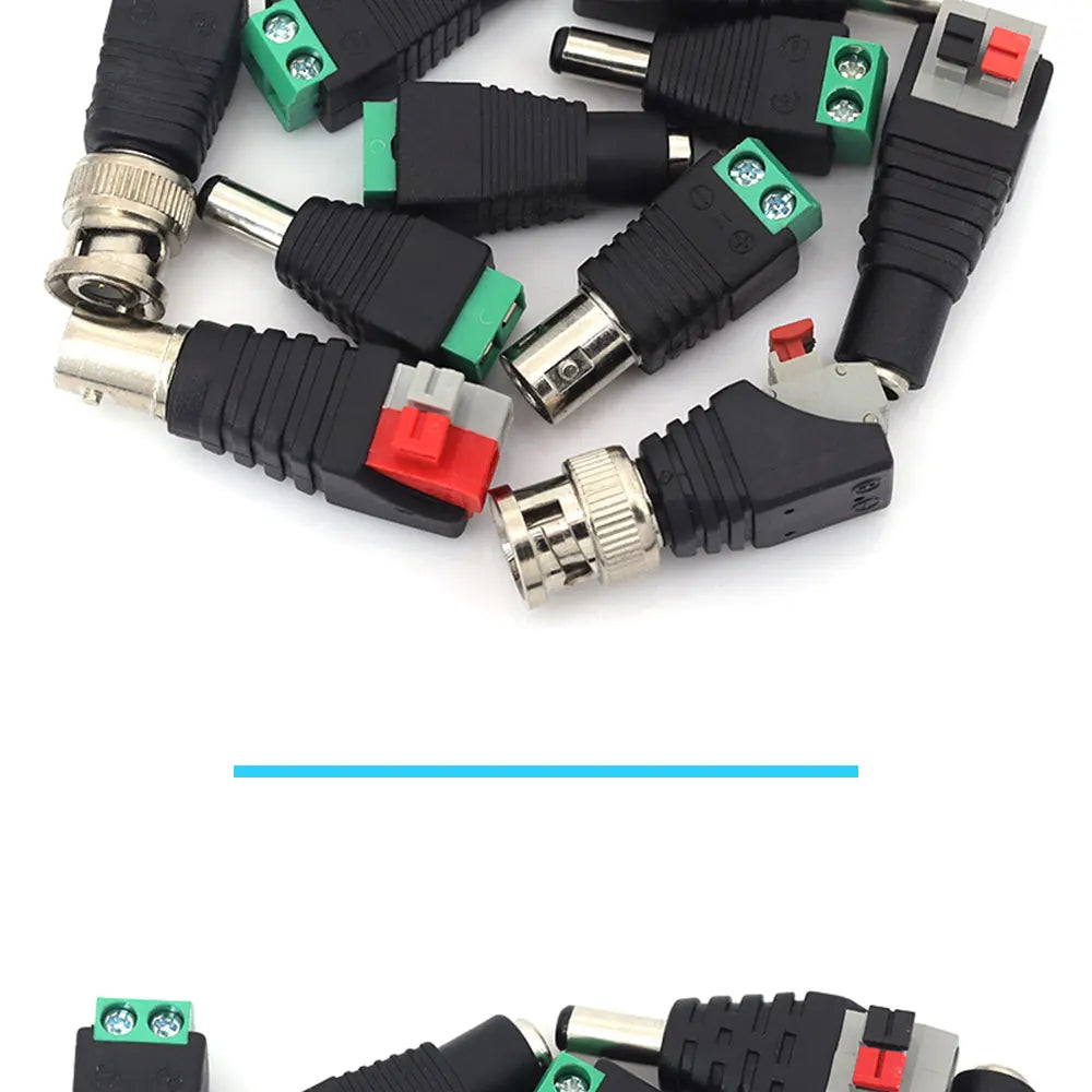 2PCS DC 12V Male Female BNC Connectors 5.5*2.1mm/2.5mm Welding-Free Power DC Plug Adapter Jack Sockets For LED Strip CCTV Camera