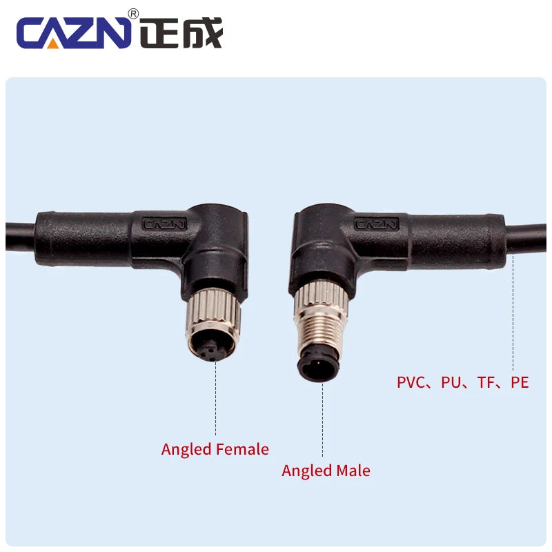 Best Selling M5 3 Pin 4 Pin 1/2/5m IP67 Wire Straight&Angled Overmolded Plug Sensor Connector for Factory Automation