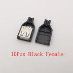 10Pcs USB 2.0 Type A 4 Pin Male Female Assembly Adapter Connector Soldering Type 5V USB-A Plug Socket Charging Data DIY Repair