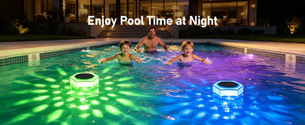 Solar Pool Lights 1/2 Pack, RGB Changing Floating Pool Lights with 10m Remote Control, 4 Dimming, 13 Lighting, Timing Mode, IP68 Waterproof for Inground/Above Ground Pool, Party Decoration