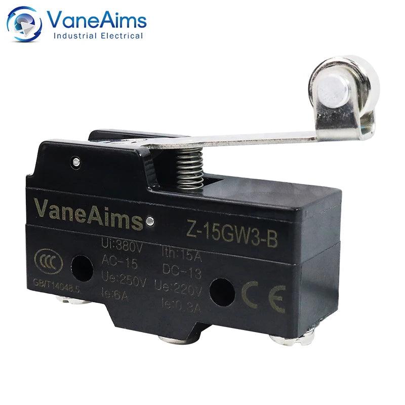 Z-15 Micro Limit switch Travel Switch Small Horizontal Roller Lever 15A 250V 1NO1NC Normally Open Normally Closed Travel Switch