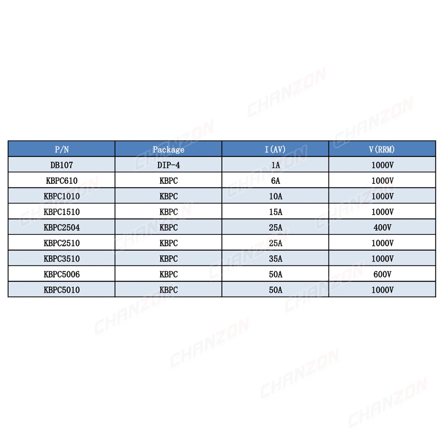 Diode Bridge Rectifier DB107 KBPC610 KBPC1010 KBPC1510 KBPC2504 KBPC2510 KBPC3510 KBPC5006 KBPC5010 1A 6A 10A 15A 25A 35A 50A