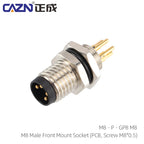CAZN M8 Welding Panel Connector Male Female Back Mount Socket SMD 3 4 5 6 8 Core Angle Pin Male and Female Socket