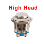1pc 16mm 1NO High Flat Head Waterproof Momentary Reset Metal Push Button Switch Screw Terminal Car Engine Doorbell PC Power