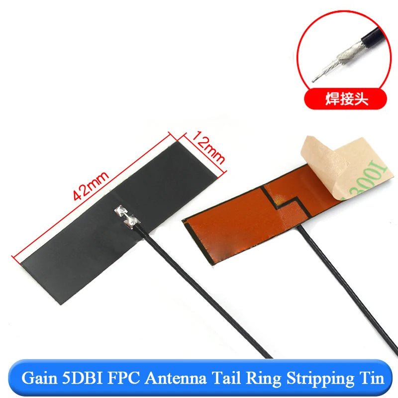 5Pcs/Lot WiFi 2.4G High Gain Built-in Flexible FPC Soft Antenna ZigBee Bluetooth Module Ipx4 Patch Antenna IPX to FPC Antenna