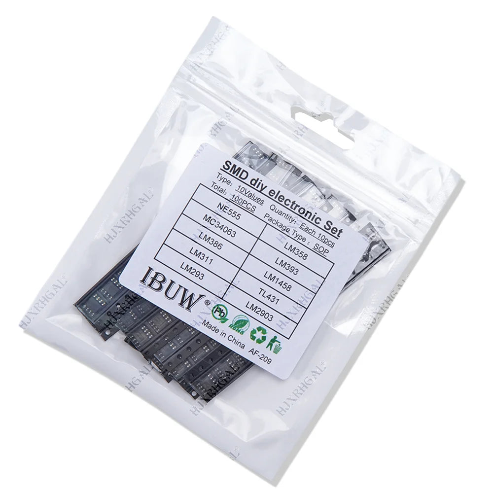10Values*10pcs Amplifier Circuit SMD diy electronic set NE555 LM358 MC34063 LM393 LM386 LM1458 LM311 TL431 LM293 LM2903 SOP8