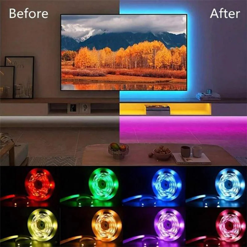 Bluetooth LED Strip Lights SMD 5050 RGB APP Remote Control Flexible Ribbon Diode Lamp Tape TV Backlights Game Room Home Decor