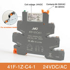 Din Rail Slim Relay Module 41F-1Z-C4-1 Integrated PCB Mount Power Relay With Relay Holder  Relay Socket 6.2mm