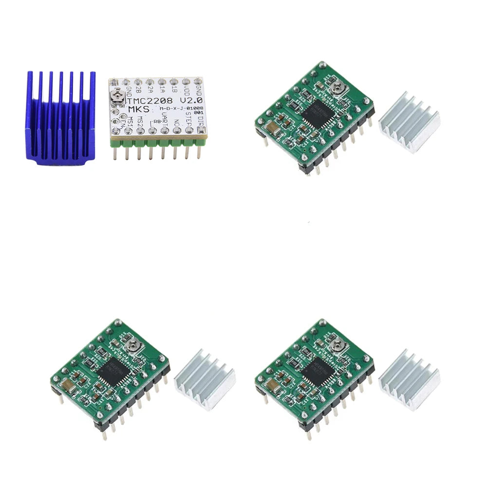 Original FLSUN Q5 3D Printer Parts TMC2208 MKS A4988 V2.0 Driver blocks With Heat Sink For Mainboard Stepper Motor 4PCS/SET