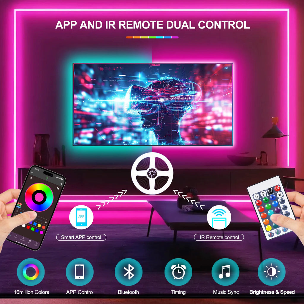 5V RGB COB LED Strip 576LEDs/m Bluetooh App IR Remote Control USB RGB LED Strip Flexible Tape for TV Backlight Room Decoration