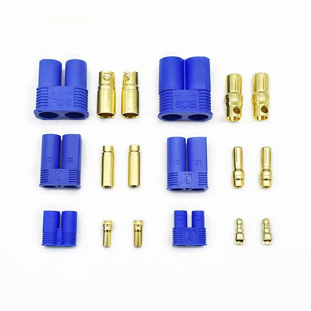 5 Pairs EC2/3 EC5 EC8 connector kit male and female Bullet Gold Plated Banana Plug Be used for RC Model Airplane Connector parts