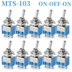 10Pcs Waterproof Cap Miniature Toggle Switch ON-OFF-ON / ON-ON SPDT DPDT MTS-102 MTS-103 MTS-202 MTS-203 Rocker Switch