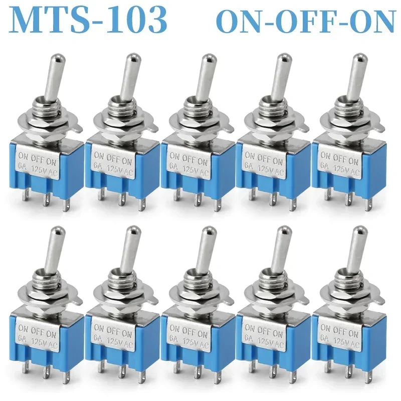 10Pcs Waterproof Cap Miniature Toggle Switch ON-OFF-ON / ON-ON SPDT DPDT MTS-102 MTS-103 MTS-202 MTS-203 Rocker Switch
